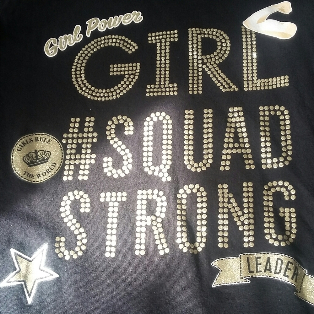 GIRL #Squad Strong Glitter Black n Gold Shirt